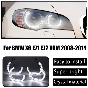 

LED Angel Eye Kit 6000K White Halo Ring DRL Day Light for BMW X6 E71 E72 X6M 2008-2014 Crystal Angel Eyes