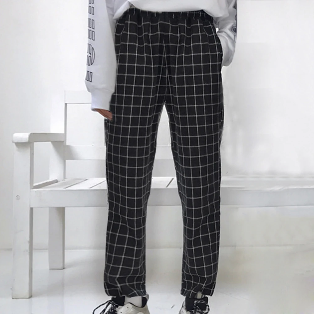 LASPERAL Модные Винтажные лоскутные брюки Харадзюку женские мужские брюки эластичные брюки с высокой талией корейские повседневные Прямые брюки
