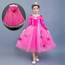 Детская Принцесса Спящая красавица Костюм Золушки на Хэллоуин с накидками для девочек вечерние наряды осеннее праздничное платье с длинными рукавами для девочек