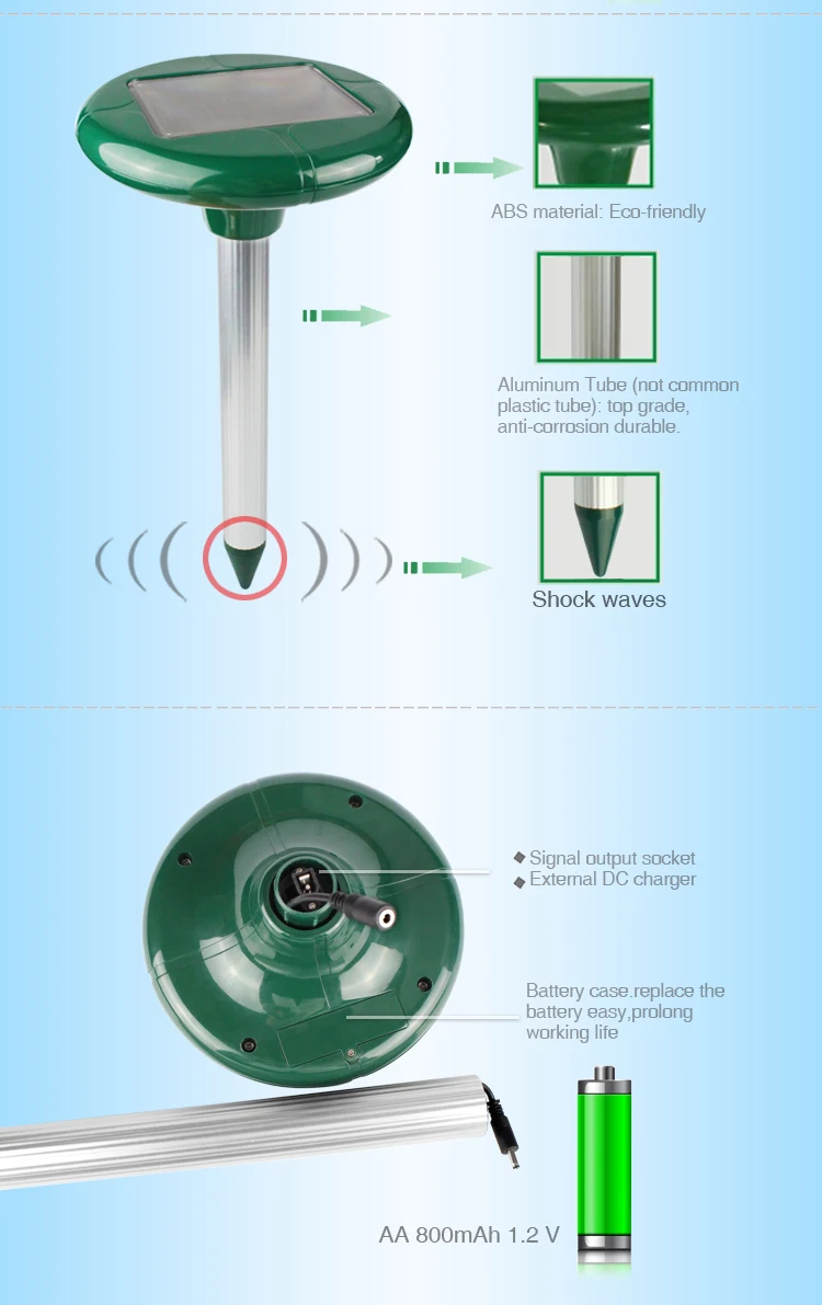 2 X Бесплатная доставка Aosion открытый Электрический звуковая волна Солнечный грызун Моль gopher vole репеллент Отпугиватель вредителей controlAN-A316F