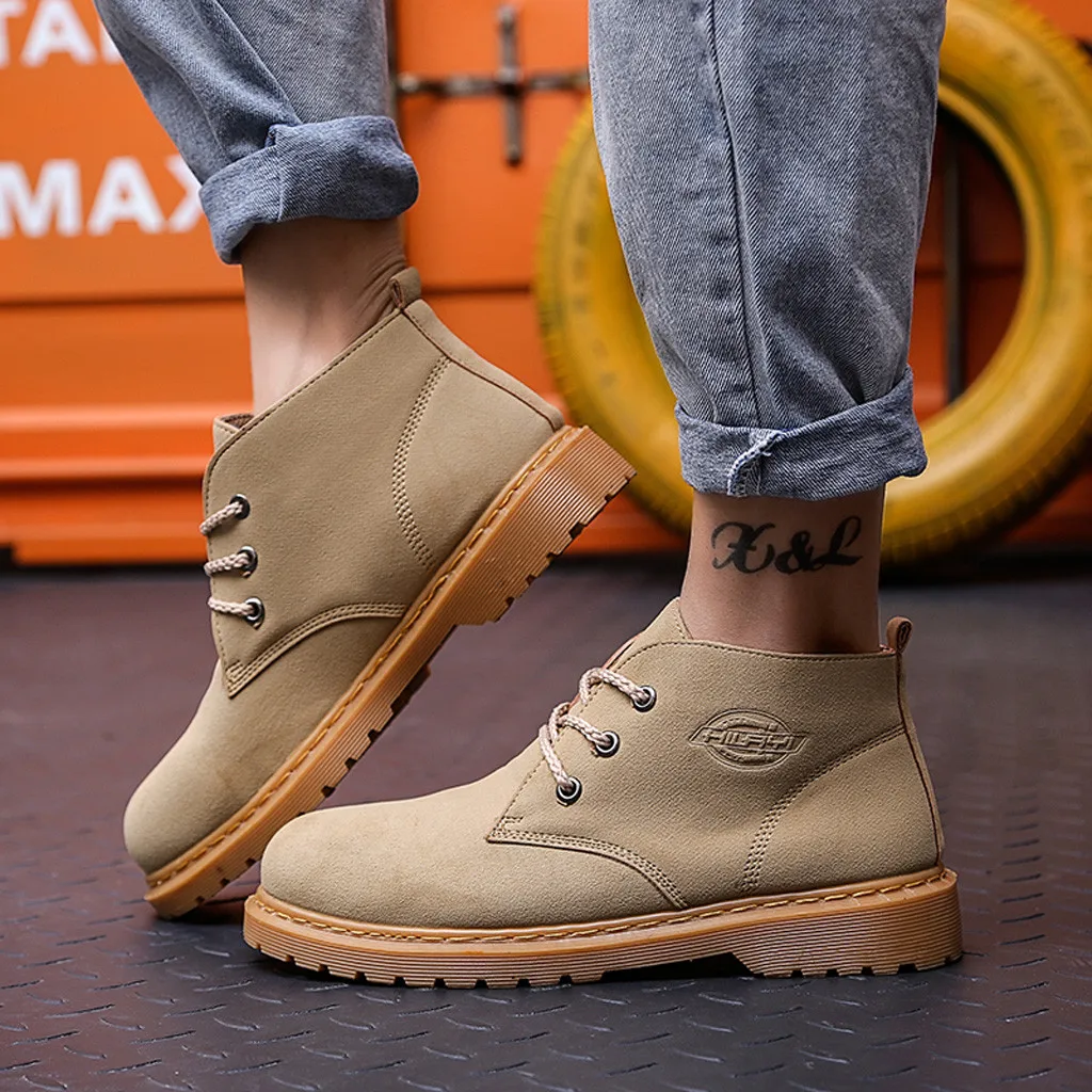 SAGACE winter boots men shoes Outdoor Matte Leather winter boots men high quality Trend England Style Suede High-Slip Skid Boots