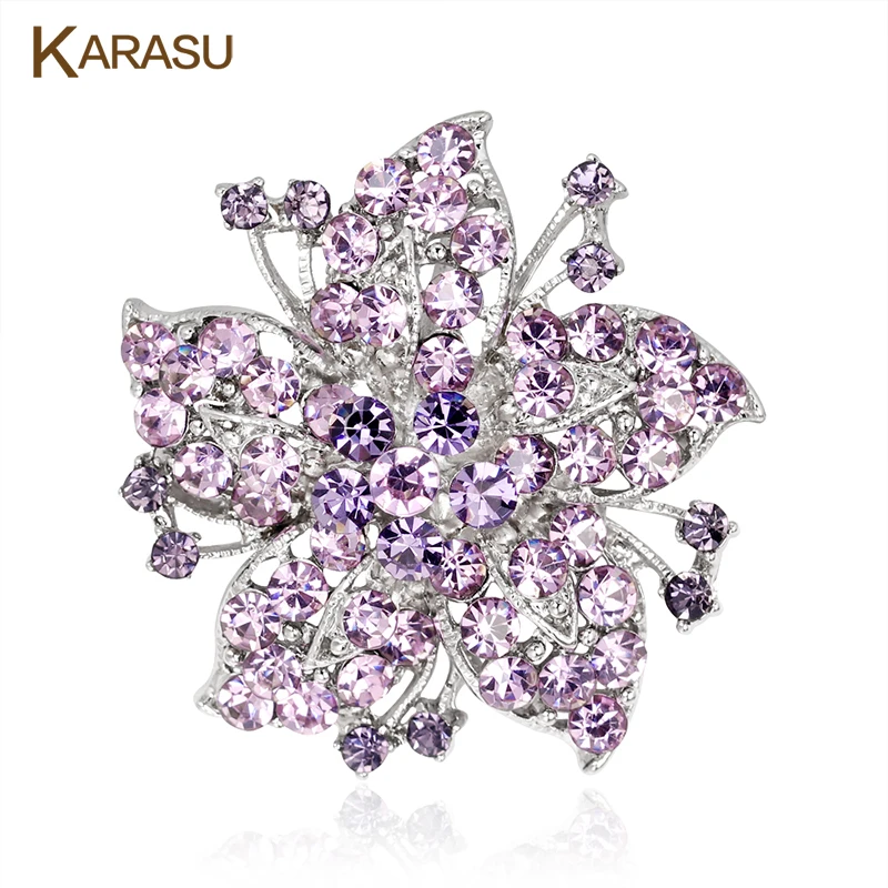 Charming Flower Top Quality Rhinestones Brooches Women Girl Brooch Pins