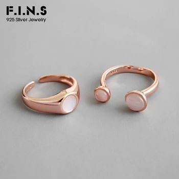

F.I.N.S S925 Silver Rings for Women Opal Stone Shell Rose Gold Color Sterling Silver Wedding Ring Korean Fashion Jewelry