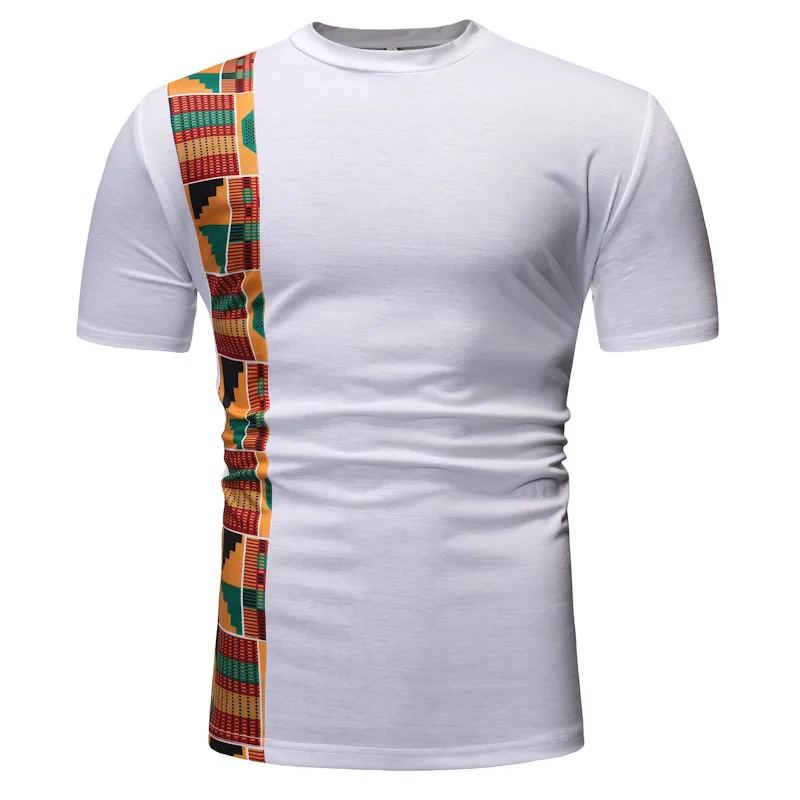 Men's African Print Short Sleeve T Shirts Dashiki Style Casual Loose Tops Tee US