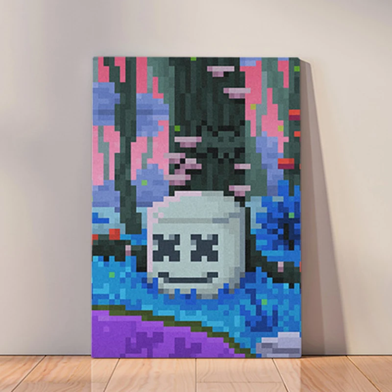 Постер на стену DJ Marshmello alone 8 bit style художественный Рисунок холсте с изображением