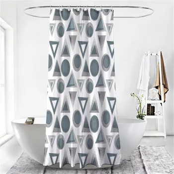 

Triangular Circular Pattern Bathroom Curtain Polyester Shower Curtain 180*180 cm Bath Curtain Shower Room Decor Accessories