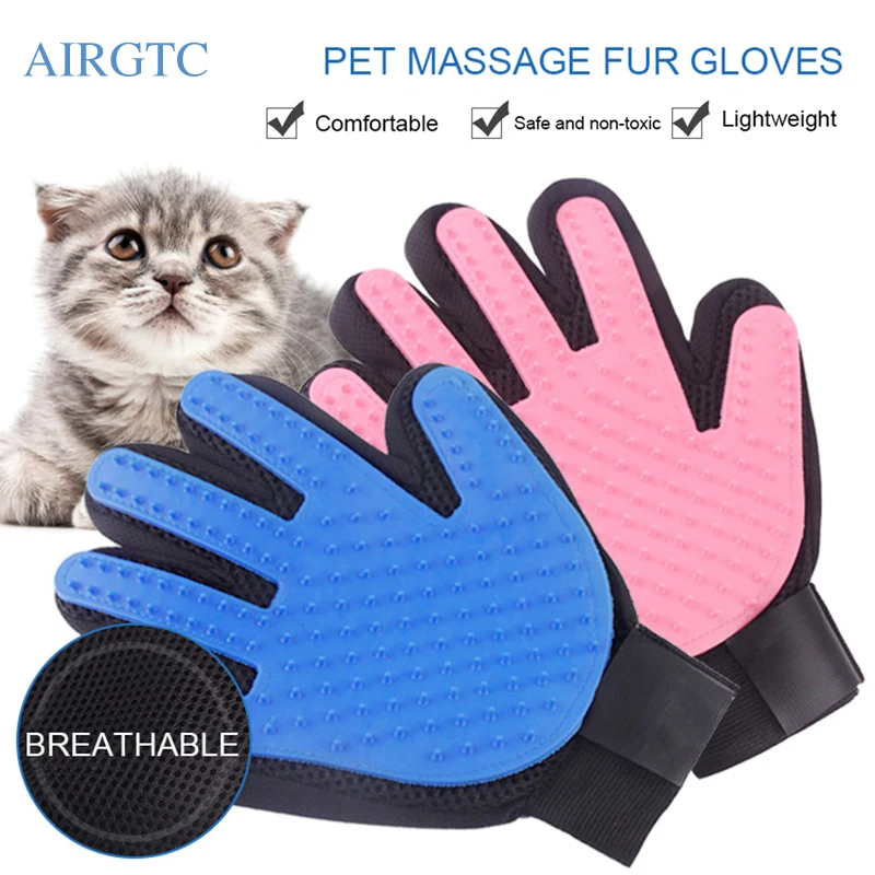 

Silicone Pet Grooming Glove For Cats hair Brush Comb Cleaning Deshedding Pets Products for Cat Dog Removal Hairbrush For Animals