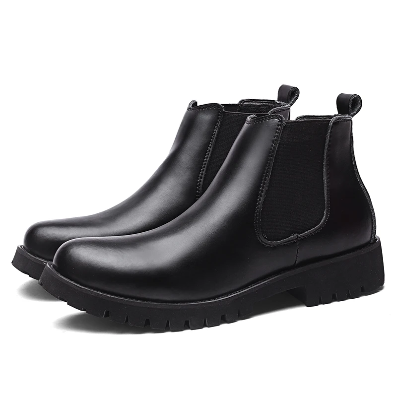 

Winter Chelsea Boots Men Fashion Warm Plush Fur Boots Men Split Leather Shoes Mens Footwear Waterproof Ankle Boots HX-106