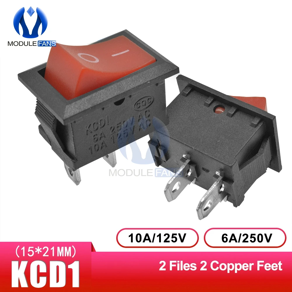 5 шт./лот выключатель питания лодки 2 контактный света 6A AC 250 В AC250V 15*21 мм 15x21мм без