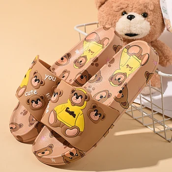 New Summer Women's Slippers Platform Bear Slippers Casual House Slides for Women Cute Cartoon Shoes Soft Indoor Bathroom Sliedes 1