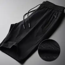 Minglu протектор летние Для мужчин s шорты размера плюс 4xl пряжа окрашенный, темный в полоску из шелковистой ткани Slim Fit Короткие брюки Для мужчин модные Для мужчин короткие штаны