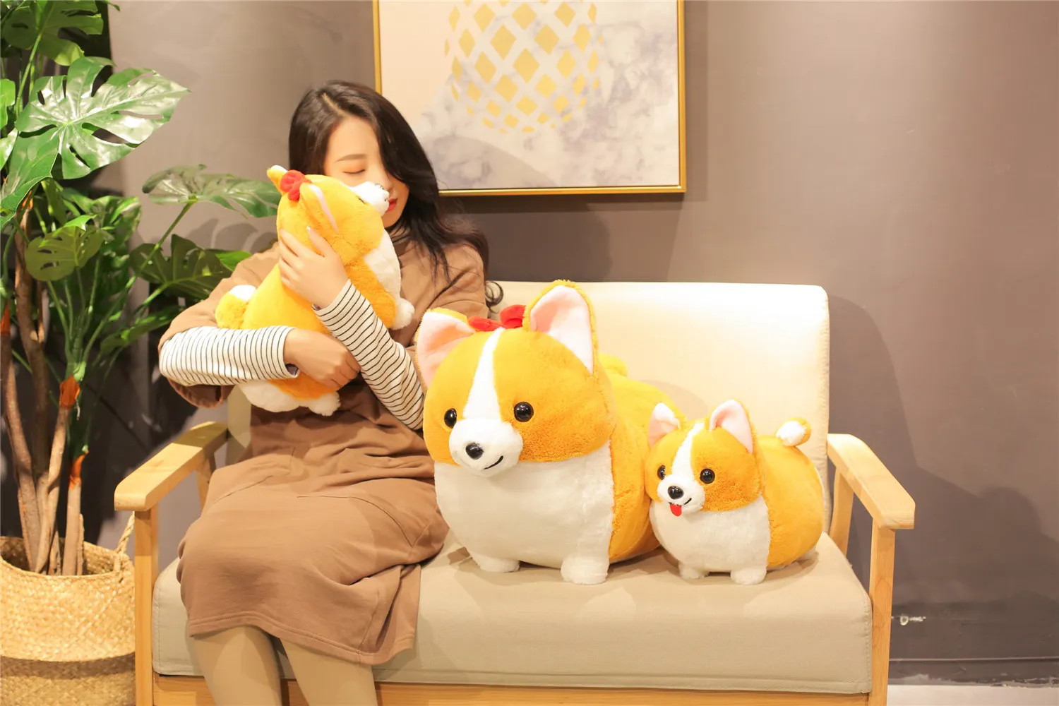 Cute Corgi Dog Plush Toys Doll Kawaii Puppy Dog Soft Stuffed Animal Cartoon Pillow Toy Gift for Kids Baby Children Home Decor