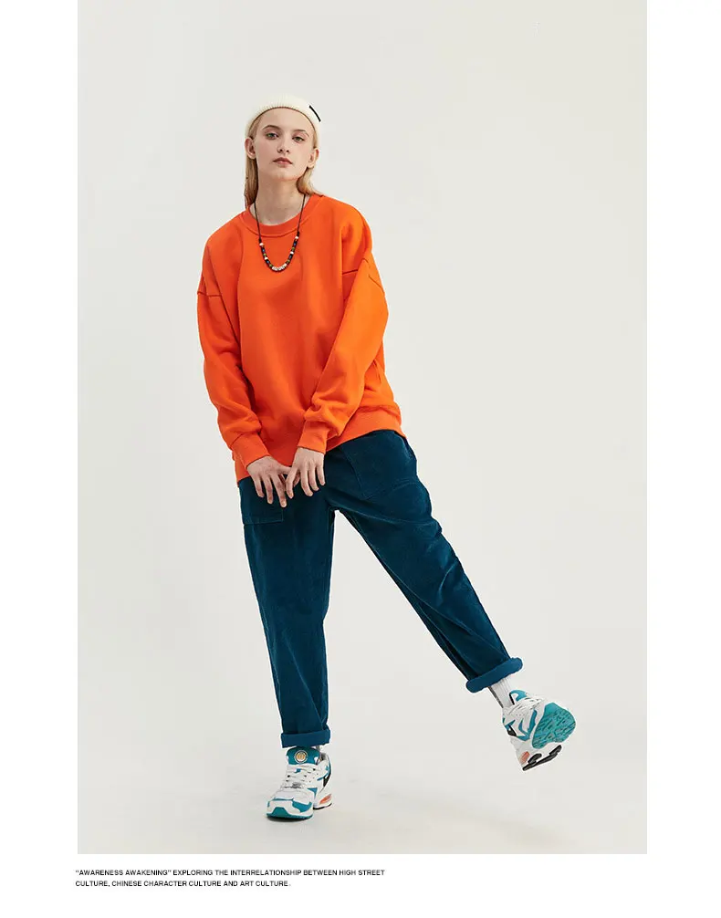 Fionto, Мужская одежда, толстая, 350 г, с мехом, карамельный цвет, чистый цвет, свободные плечи, круглый вырез, защита для мужчин, толстовка