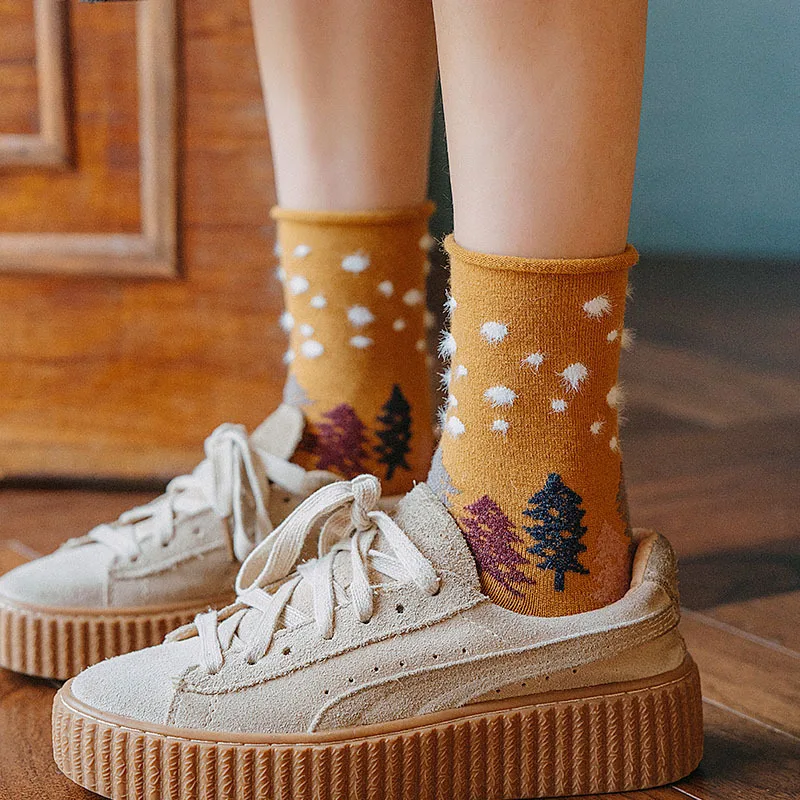 Хлопчатобумажные забавные носки с вышитыми героями мультфильмов женские носки для рождественских подарков для женщин новые осенние и зимние Размеры 35-39