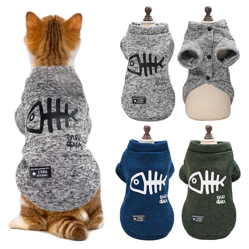 

Autumn Winter Warm Clothes For Small Cats Dogs Printed Cat Costumes Kitty Kitten Coat Jacket Sweatshirt Pet Cat Clothing Outfits