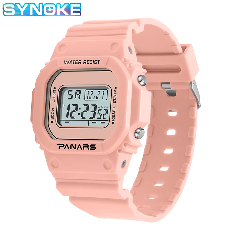 

SYNOKE Ladies Digital Watches Luminous Alarm Clock Student Sports Watch Fashion Candy Color Couple Wristwatch Women's Watch gift