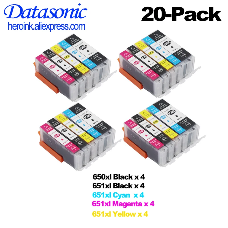 20 x DAT картридж CLI 651 XL PGI 650 для Canon IP7260 MX726 MX926 MG5460 MG6360 MG6460 iX6860 iP8760 принтер