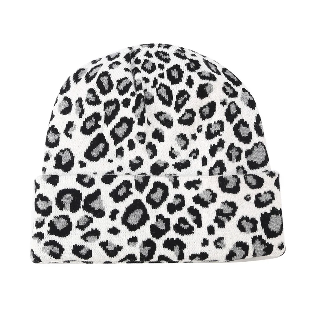 Женские шапки, зима, вязанная шапка, леопардовая, модная, теплая, негабаритная, широкая, мешковатая, эластичная, с громоздким рисунком, шапка, женская шапка