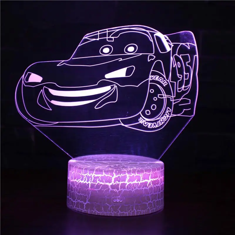 Спортивный автомобиль 3d лампа 7 Изменение цвета 3d светильник светильники сенсорный пульт дистанционного управления 3d Led маленький светодиодный Ночной светильник Настольная лампа для детей - Испускаемый цвет: Crack base
