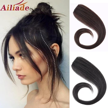

AILIADE Long Clip in on the front hair Bang side bangs Extension of hair real natural bangs hair piece Human hair female Wig