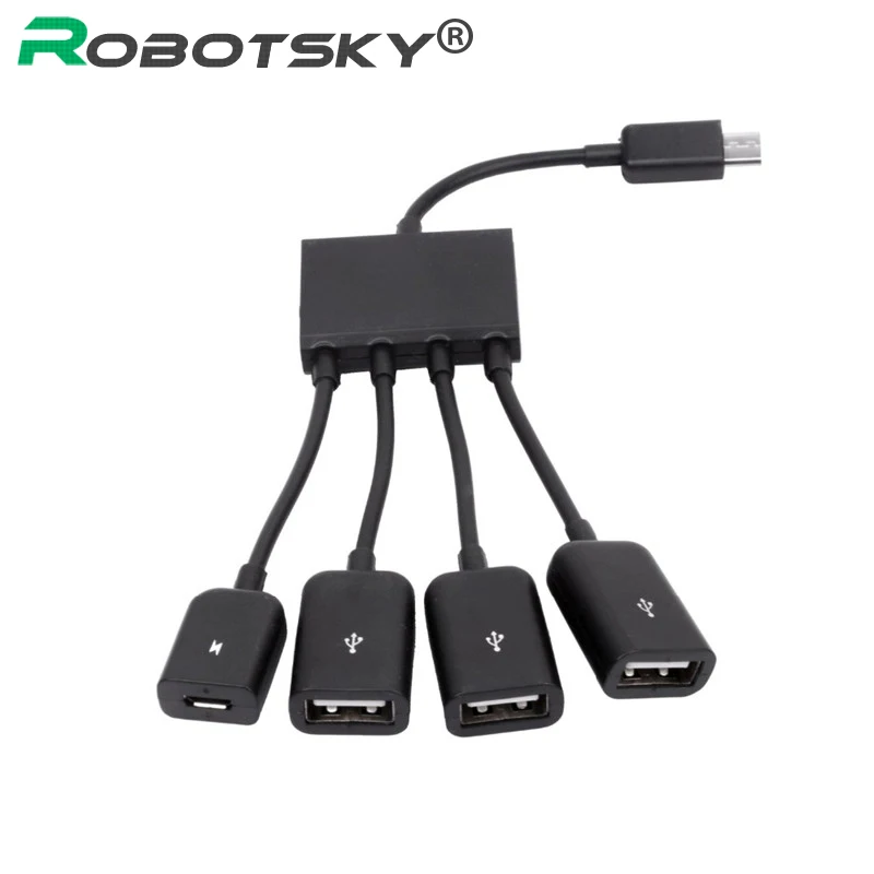 Черный 4 портовый микро USB кабель для зарядки OTG Hub разъем сплиттер смартфона