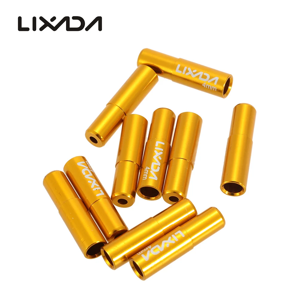 Lixada 10 шт., 4 мм/5 мм, велосипедный переключатель, рычаг переключения, тормозной провод, кабель, заглушка, переключатель, Корпус кабеля, наконечники - Цвет: Gold 4mm