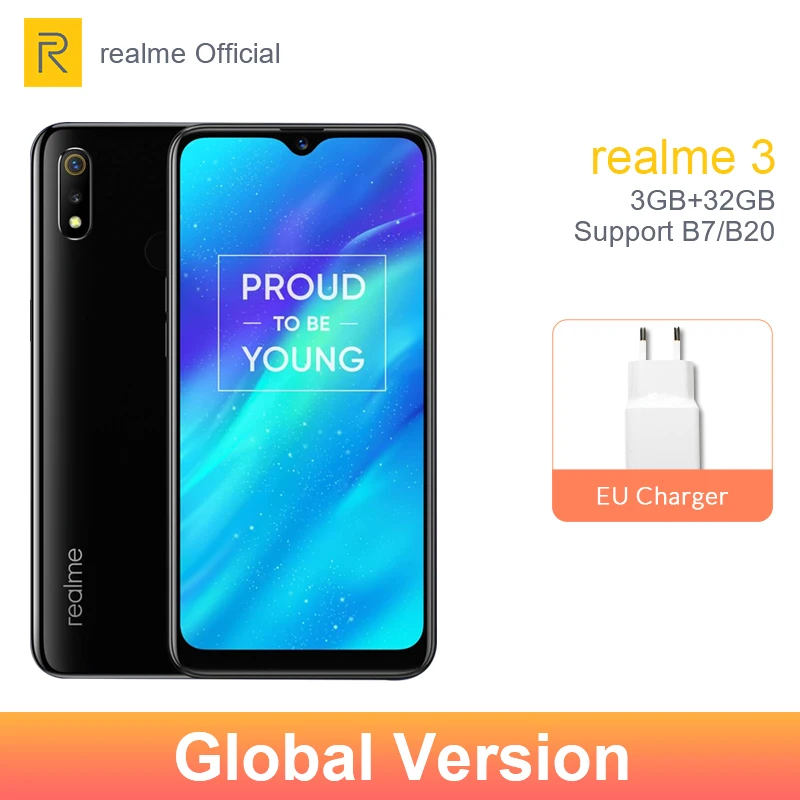 Глобальная версия realme 3 ГБ ОЗУ 32 Гб ПЗУ 6 2 дюйма смартфон 4230 мАч аккумулятор 13 МП