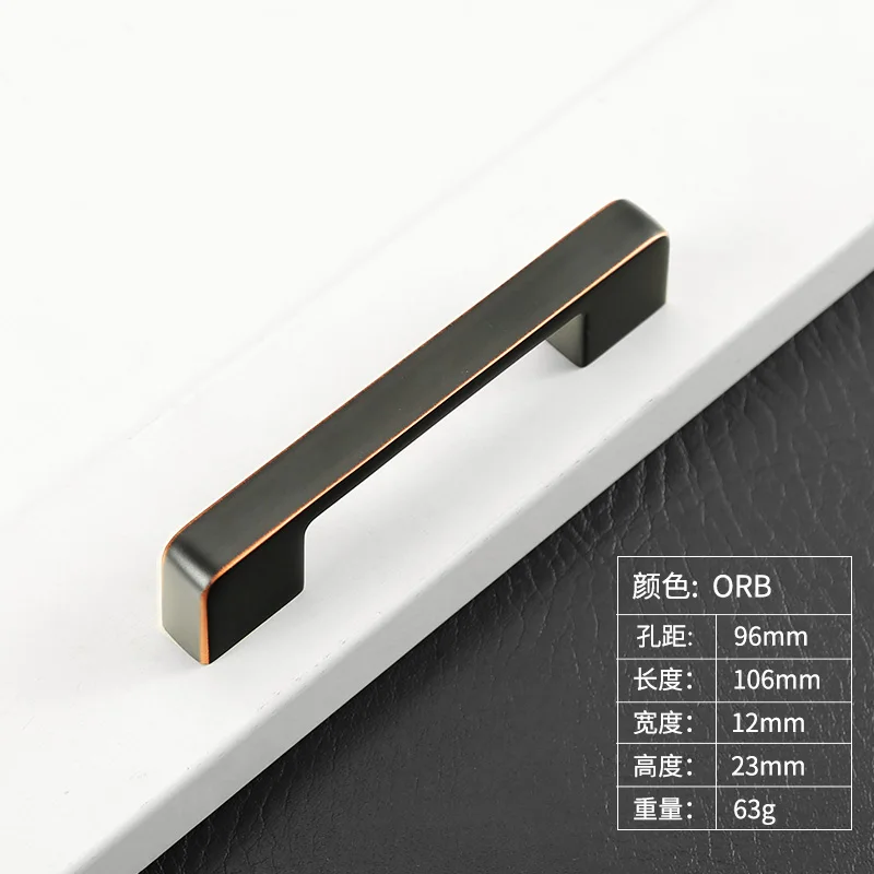 Черный цвет, для шкафов ручка платяного шкафа современный минималистичный кухонный шкаф дверная ручка Золотой скандинавский ящик шкаф свет роскошная ручка - Цвет: ORB-96MM