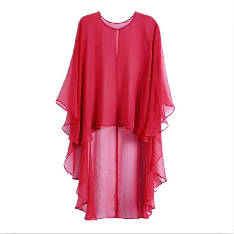 red chiffon blouse plus size