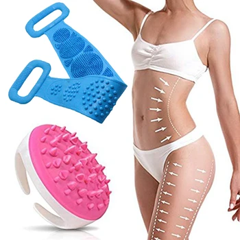 

Body Slimming Massage Scrubber Silicone Back Brush Handheld Rubbing Back Mud Soft Shower Strap Anti-Cellulite Body Massage Brush