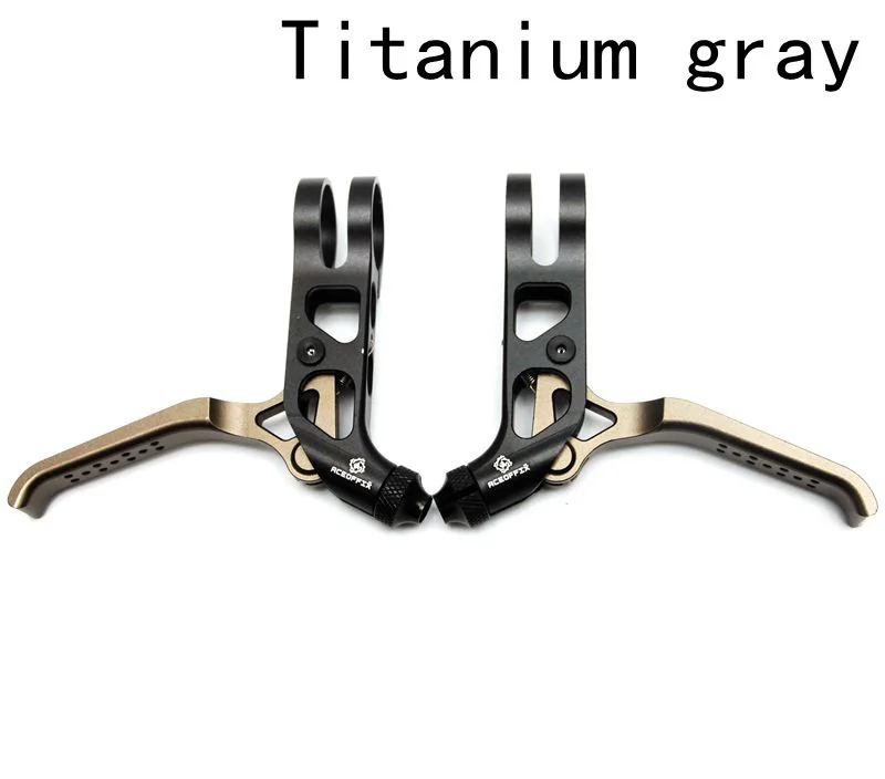 titanium gray 1 Пара Сверхлегкий CNC Велосипедный тормозной рычаг для Brompton складной велосипед V тормоз Велоспорт дорожный велосипед запчасти аксессуары 4 цвета - Color: titanium gray