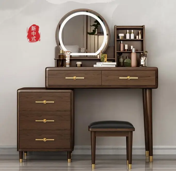 Wooden Compact Dressing Table with Drawer