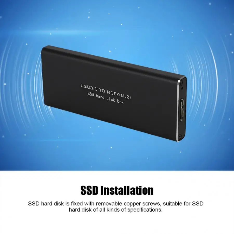 Высокое качество M.2 SSD к USB3.0 алюминиевый сплав металлический жесткий диск Корпус HDD Чехол черный