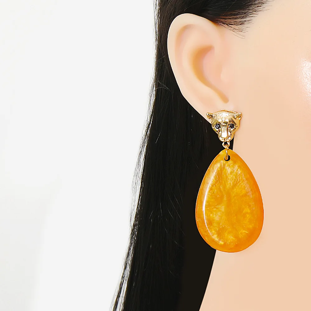 Новые серьги-капли из смолы с леопардовым принтом в стиле панк модные Гламурные