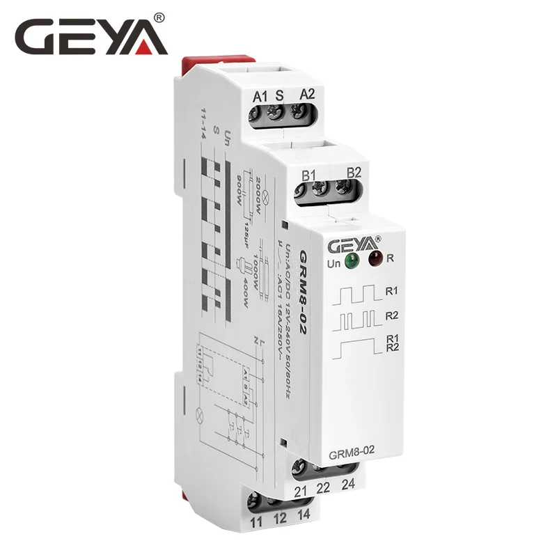 

GEYA GRM8 Latching Relay Memory Relay SPDT 16A Step Relay AC230V OR AC/DC12-240V Impulse Relay 12V