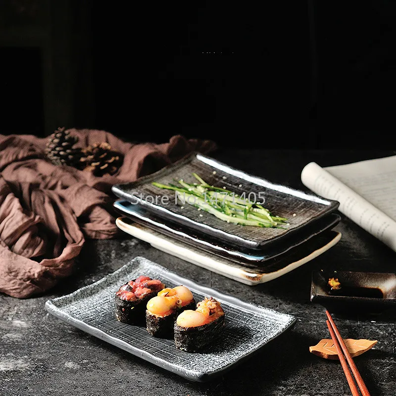 

Japanese-style Rectangular Sushi Dishes Ceramic Dishes Dim Sum Snack Flat Dishes Home Hotel Creative Tableware