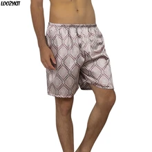 Летняя мужская пижама в клетку с рисунком в виде Круга, шелковые атласные боксеры, пижама, домашняя одежда, свободные пляжные шорты размера плюс