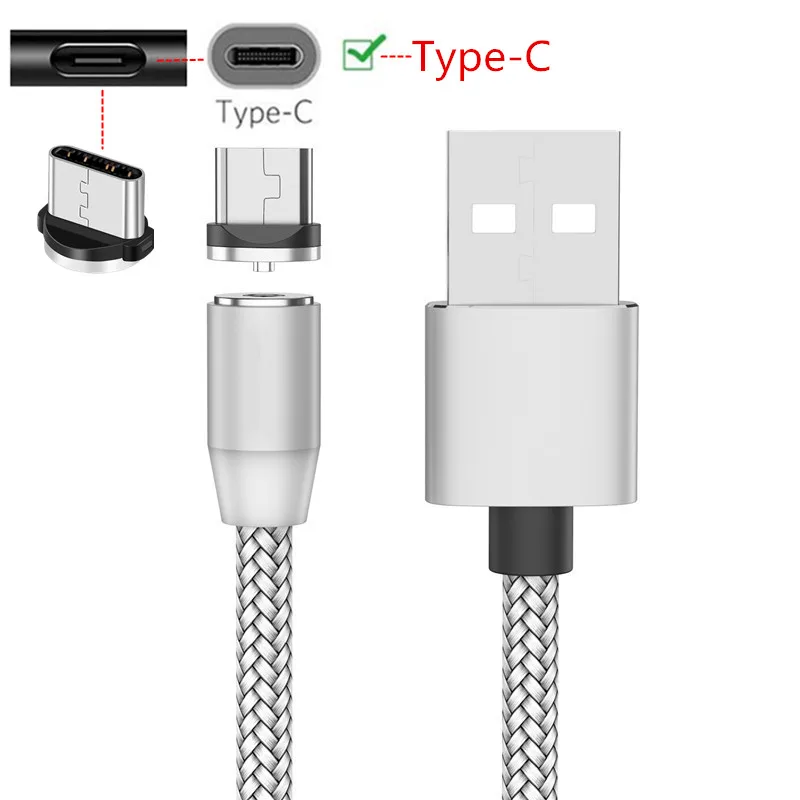 Магнитный зарядный кабель type C для samsung Note 10 8 S10 A60 A5 A7 LG Stylo 5 4 sony Xperia 10 QC 3,0 USB быстрое зарядное устройство - Тип штекера: Only White 1M Cable