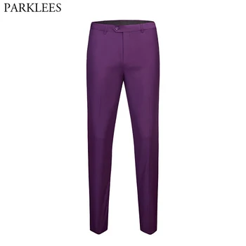 

Purple Slim Fit Dress Pants Men Brand Formal Business Office Straight Suits Pants Male Wedding Groom Pantalones Hombre Vestir