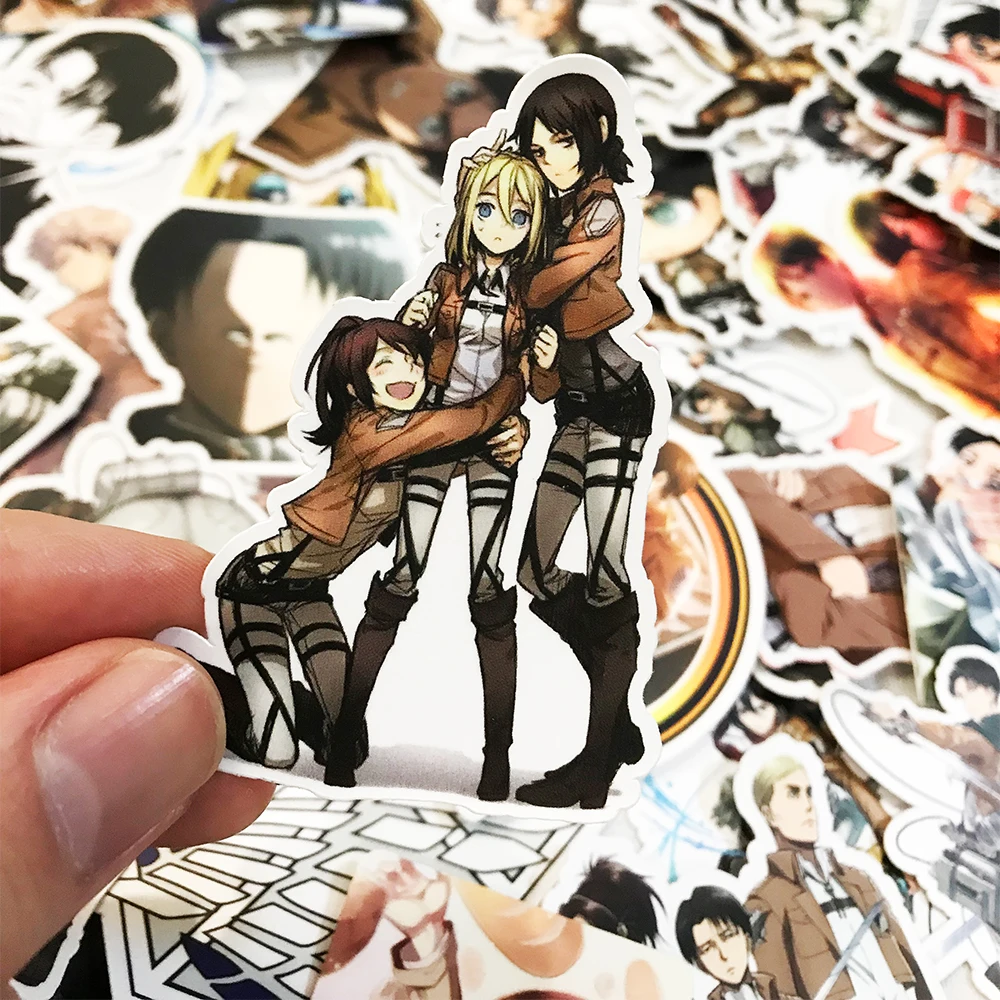 멋진 애니메이션 타이탄 공격 스티커, 노트북 수하물 스케이트보드 오토바이 재미있는 AOT 스티커 데칼, 어린이용 방수 스티커, 50 개, 100 개