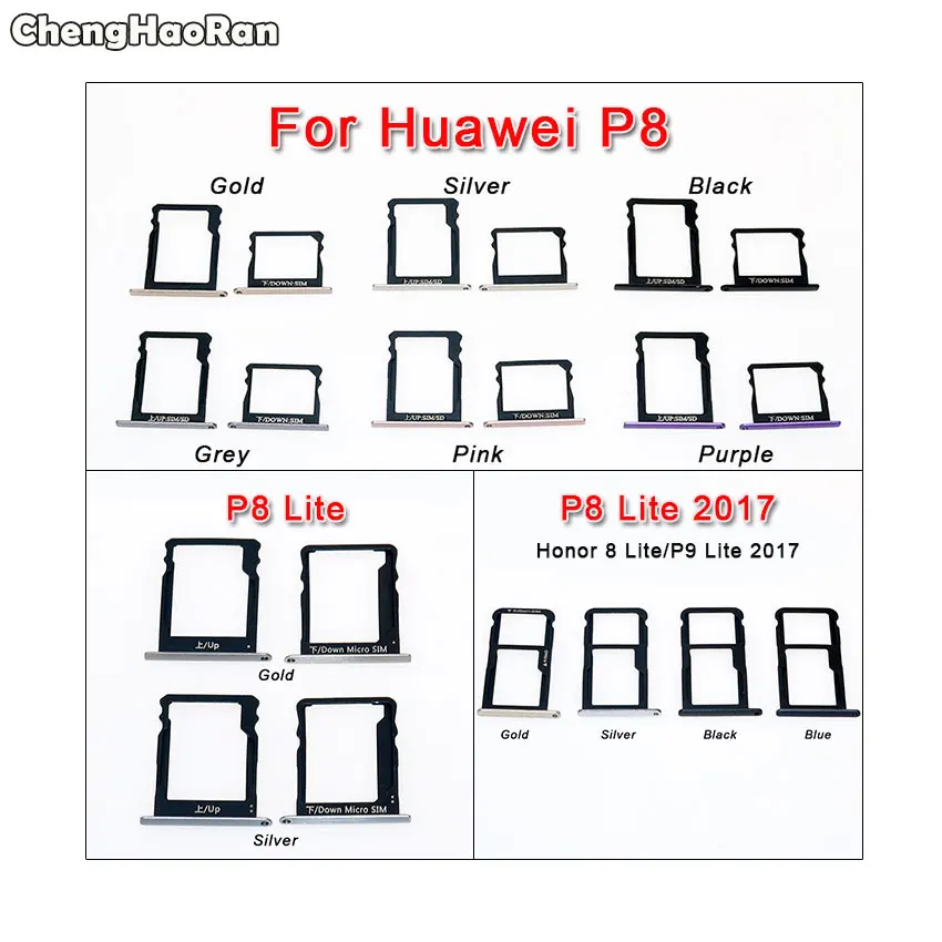 ChengHaoRan для Huawei P8/P8 Lite/P8 P9 Lite 2017/Honor 8 держатель SIM-карты и слот карты Micro SD адаптер