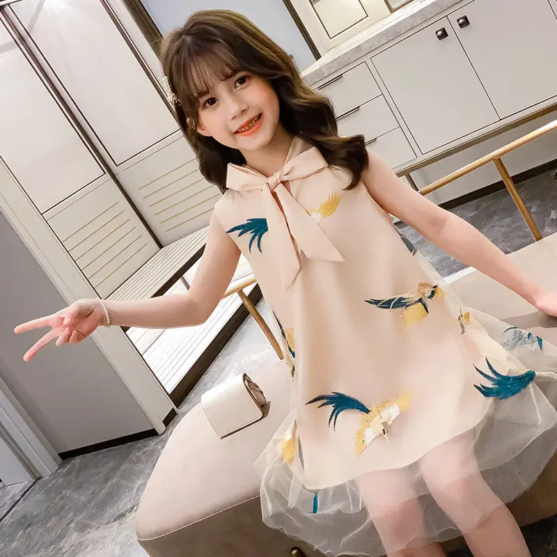 

Girls Dress Summer Clothing Children Chinese-Style Princess Dresses Costume Baby Girl Embroidery Fairy Dress for 10 12 14 years