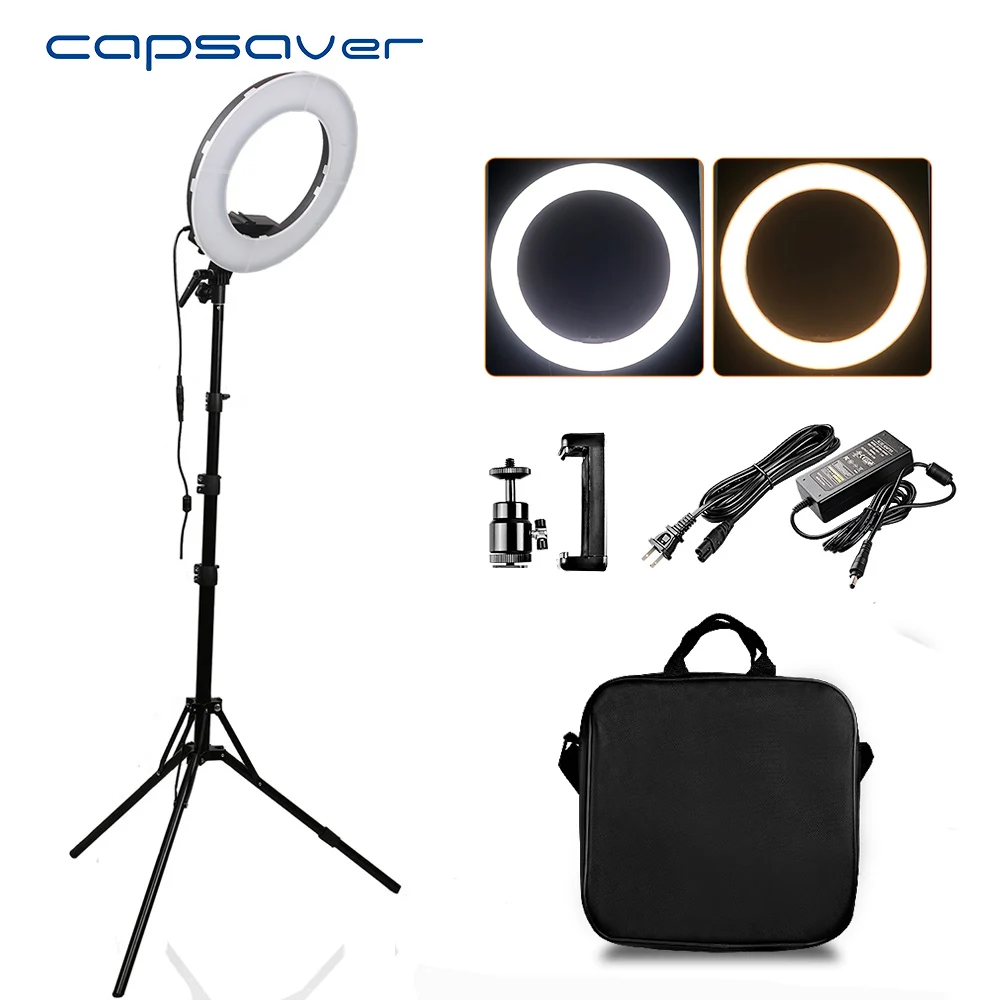 Capsaver 12 &quotкольцевой светильник кольцевая лампа для видео CRI90 затемнения 5500 к 196