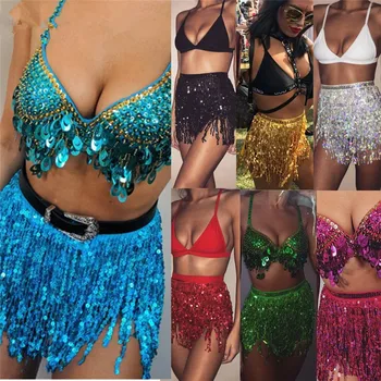 

Sequin Shiny Club Party Mini Skirt Dance Bling Fringe Sexy Women Skirt