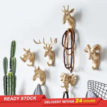 

Creative Animal Head American Style Hook Clothes Hanger Coat At Key Deer Head Bracket Wall Firm Seamless Adhesion Hook