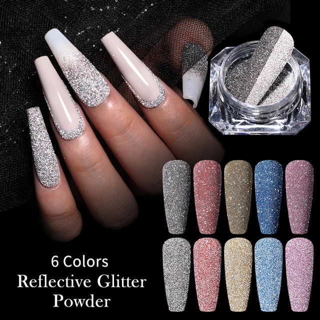 1 Box Reflective Glitter Iridescent Nail Powder Sparkling Shiny Effect  Pigment Dip Chrome Powder For Nails DIY Dust Nail Supply - AliExpress