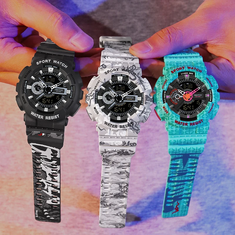 Men's Quartz Waterproof Shockproof Watch Fashion Multifunction Women Digital Clock Man relogios masculino Sports Watches 2021