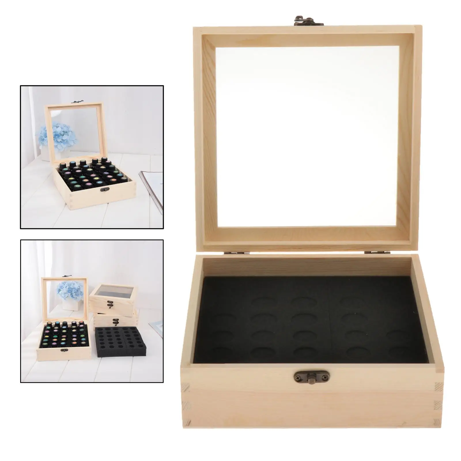 30 Bottle Wooden Essential Oils Storage Box 30 Slot for 5-15ml Essential Oils Wood Holder Safe for Carrying And Home Storage