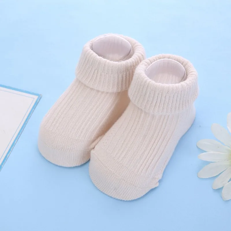 Носки-тапочки для новорожденных, одноцветные Хлопковые вязаные носки, нескользящие носки-тапочки для детей - Цвет: 2
