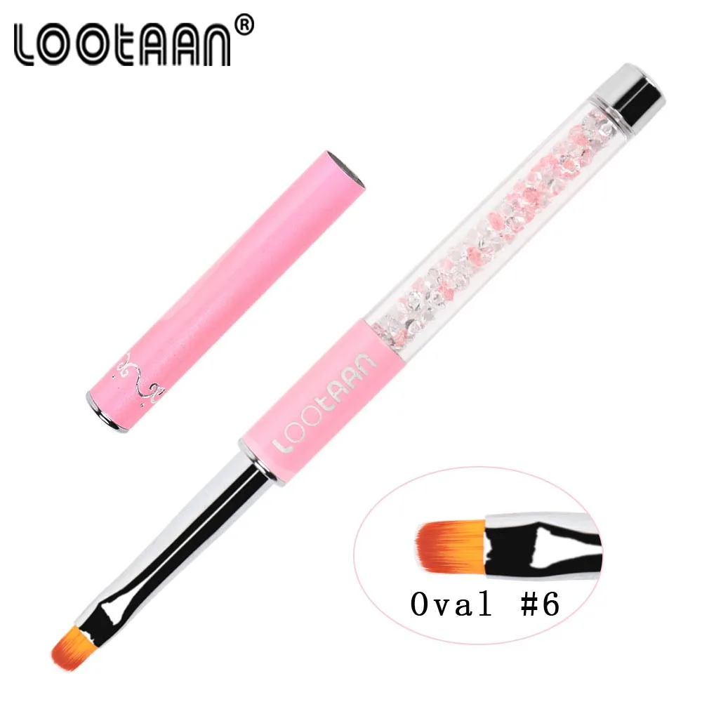 pink oval size 6 Кисть для рисования ногтей двусторонняя акриловая УФ-гель для наращивания ногтей кисть для рисования УФ гель удаляет шпатель маникюр - Цвет: pink oval size 6